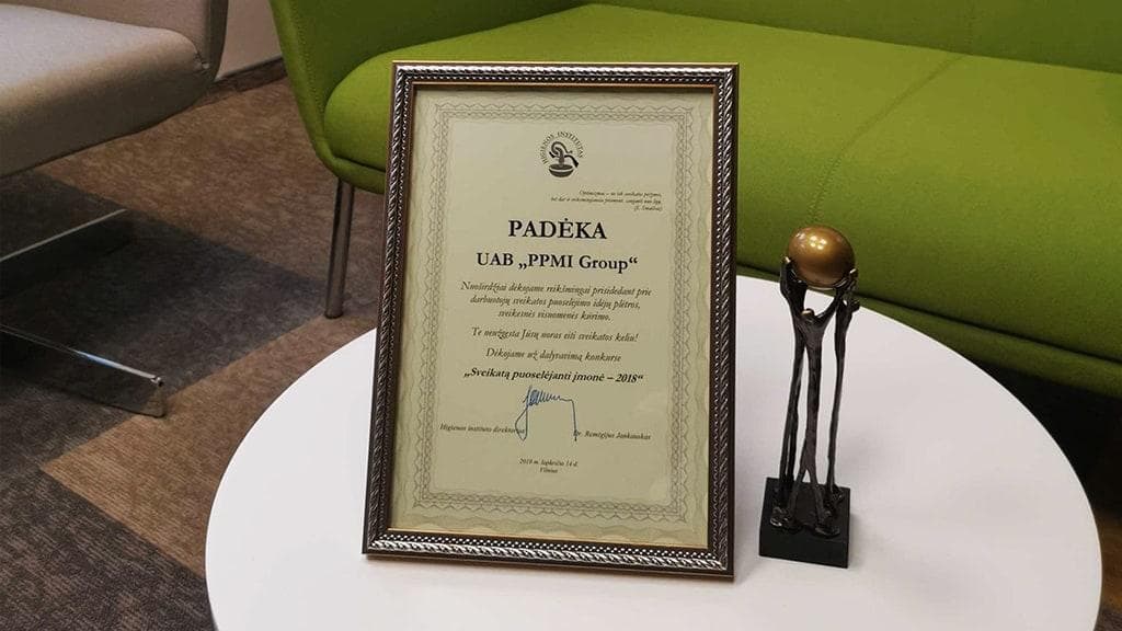 PPMI is honoured in the ‘Wellness-fostering company’ competition, organised by the Lithuanian Institute of Hygiene